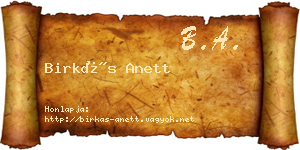 Birkás Anett névjegykártya