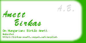 anett birkas business card