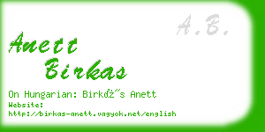 anett birkas business card